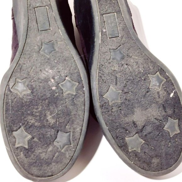 Red Camel 7.5M Wedge Heel Black Faux Suede with Silver Buckles and Brads - Picture 7 of 9